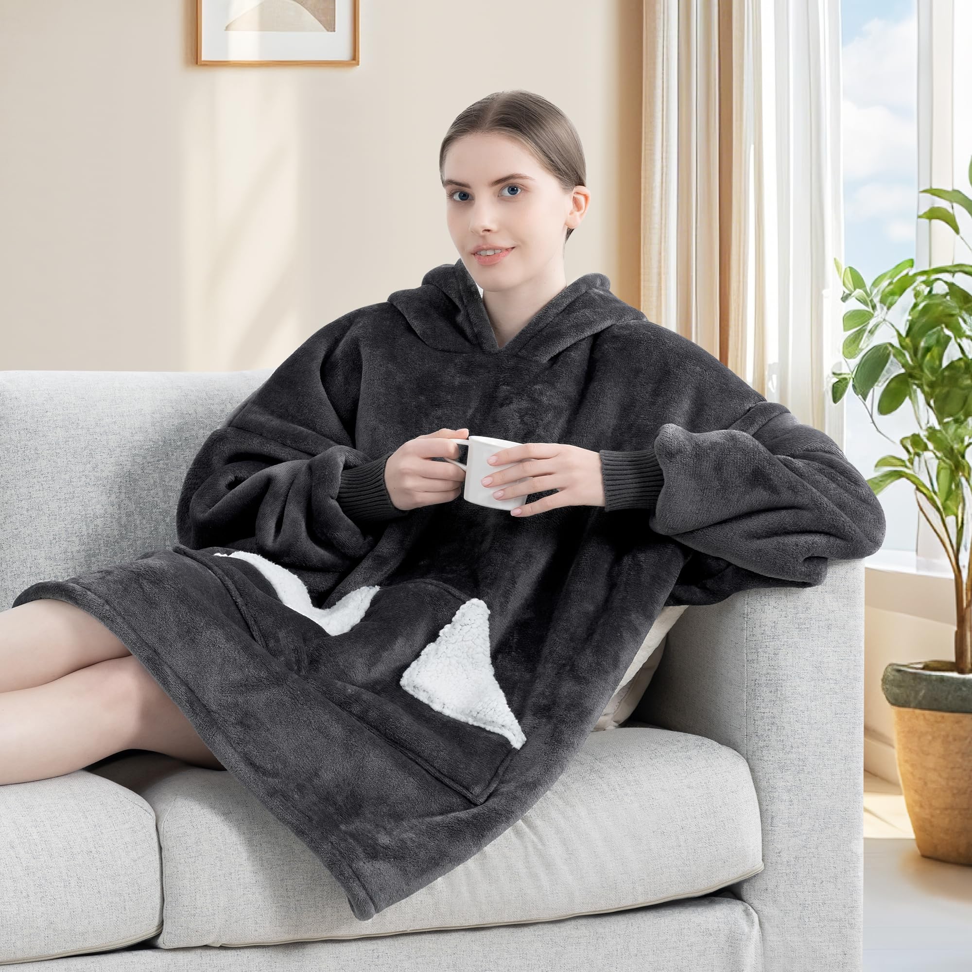 Touchat size scale comparison showing oversized fit suitable for most adults