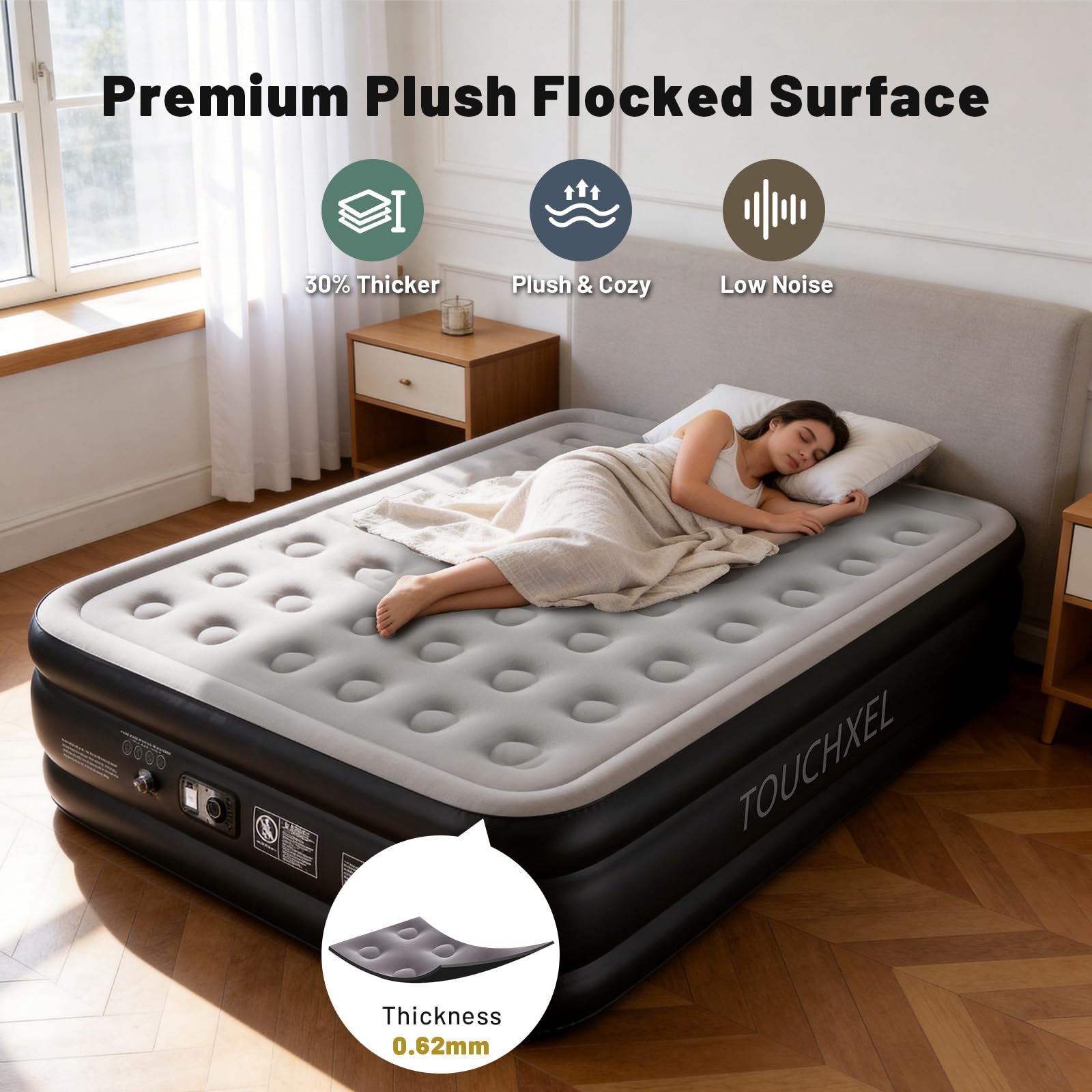 TOUCHXEL flocked top texture for cozy feel and easy cleaning