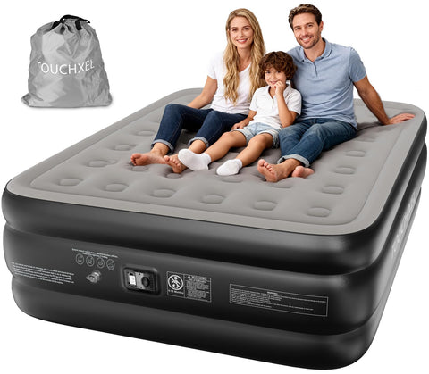 TOUCHXEL queen mattress front view showing full-size comfort and quick setup
