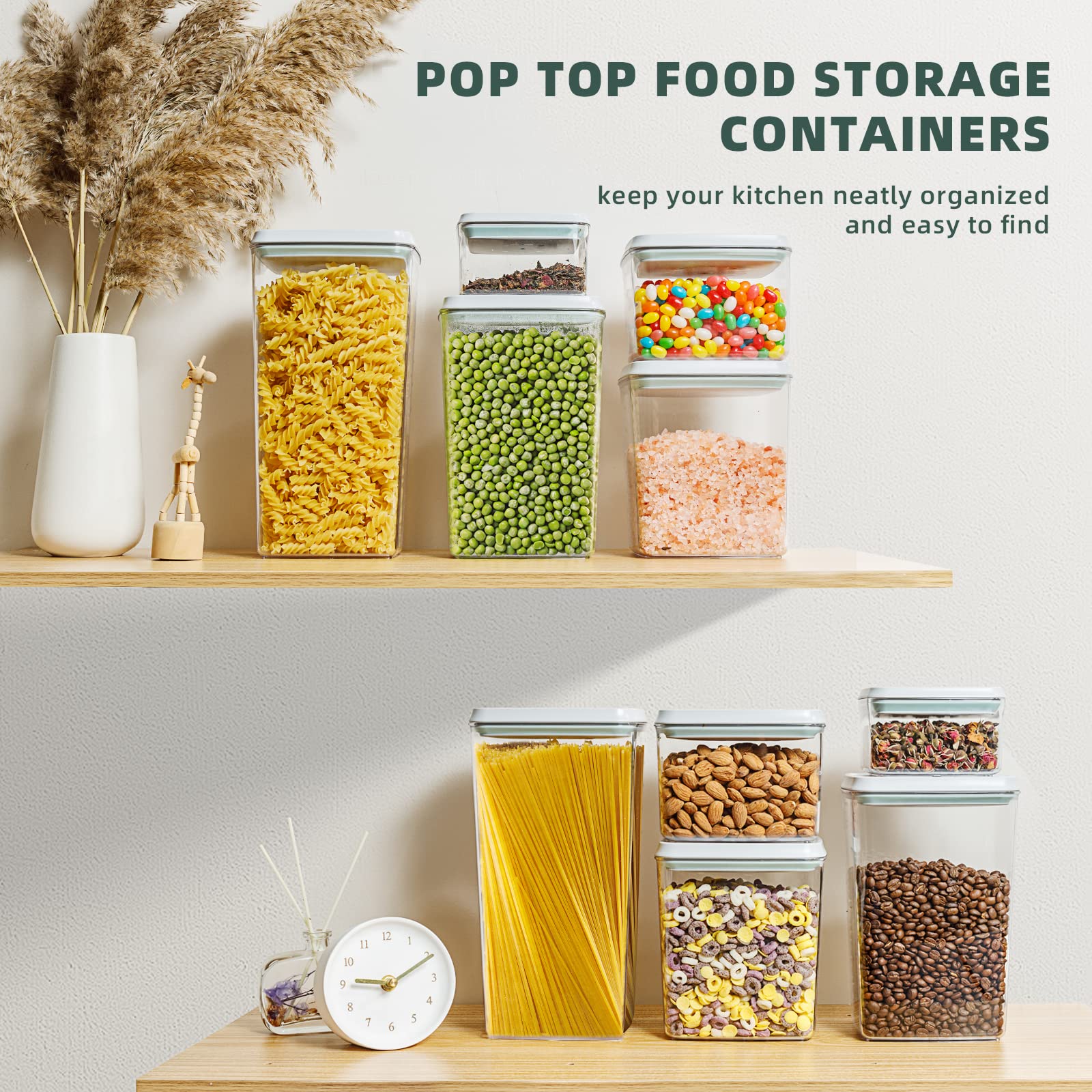 Tourdeus stacked containers on pantry shelf saving space and organizing