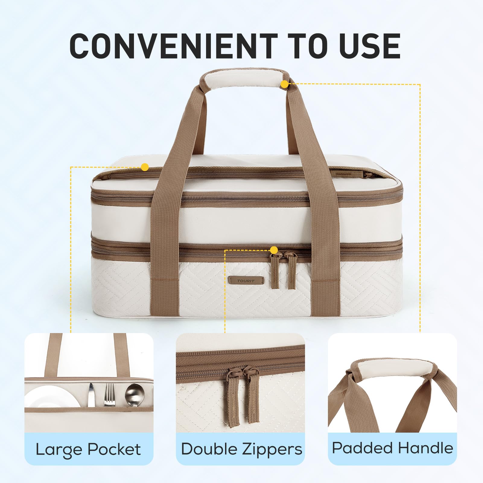 TOURIT padded carrying handles close detail for comfortable lifting