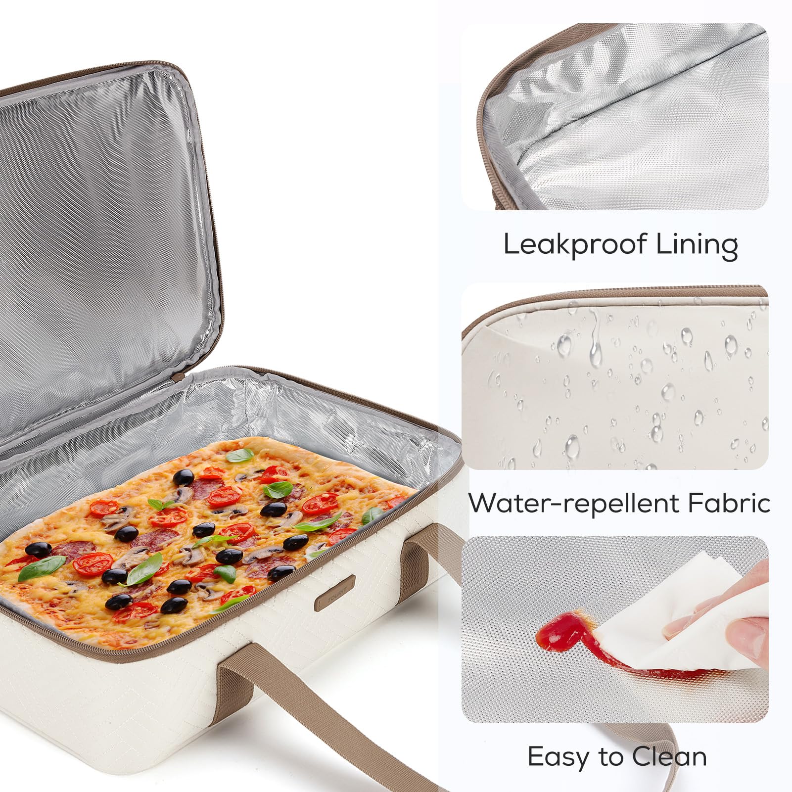 TOURIT holding a 9x13 baking dish demonstrating secure fit