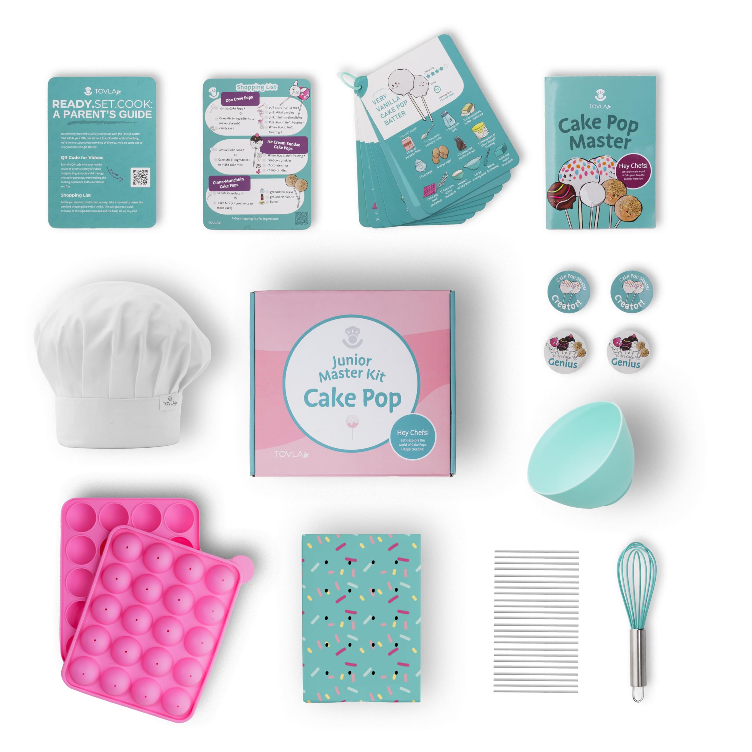 Tovla Jr. pastry hat and stickers celebrating achievements and creativity