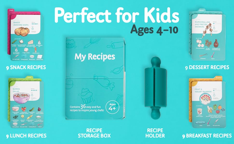 TOVLA JR recipe card closeup shows step photos and simple steps for independent cooking