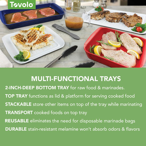 Tovolo close-up of tray depth and melamine texture showing durable construction