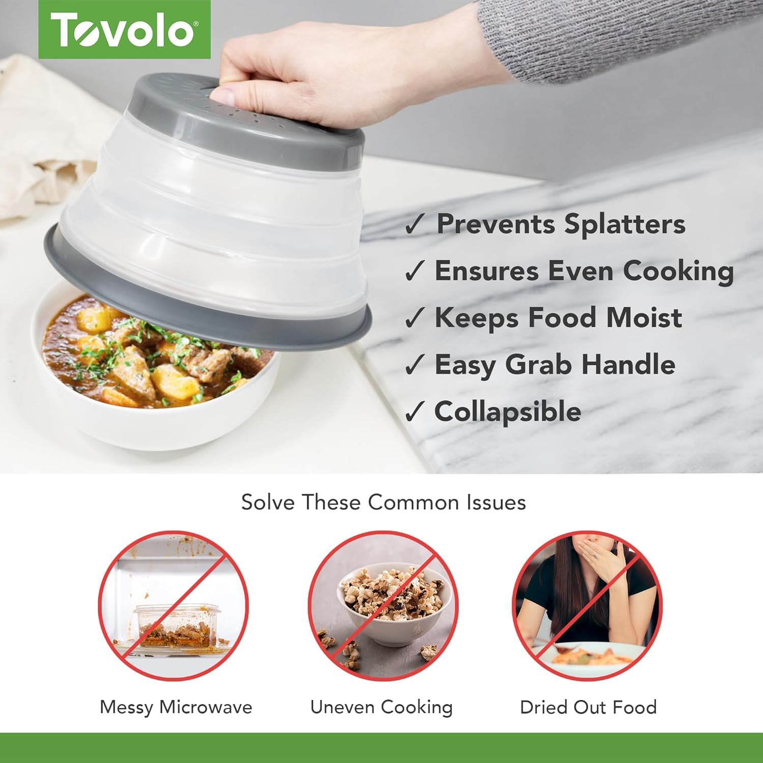 Tovolo close-up of vents and perforations, allows controlled steam release