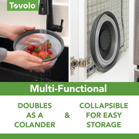 Tovolo collapsed nested covers in drawer, maximizes kitchen storage