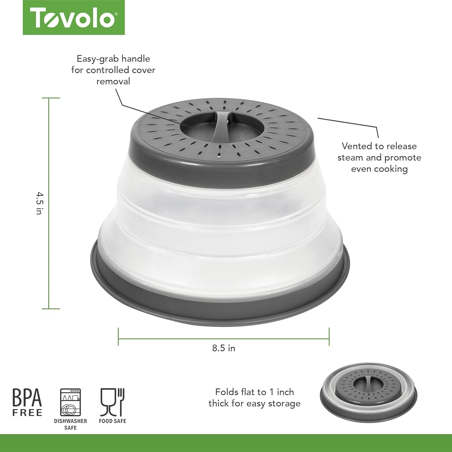 Tovolo cover used as colander with berries, offers quick produce rinsing