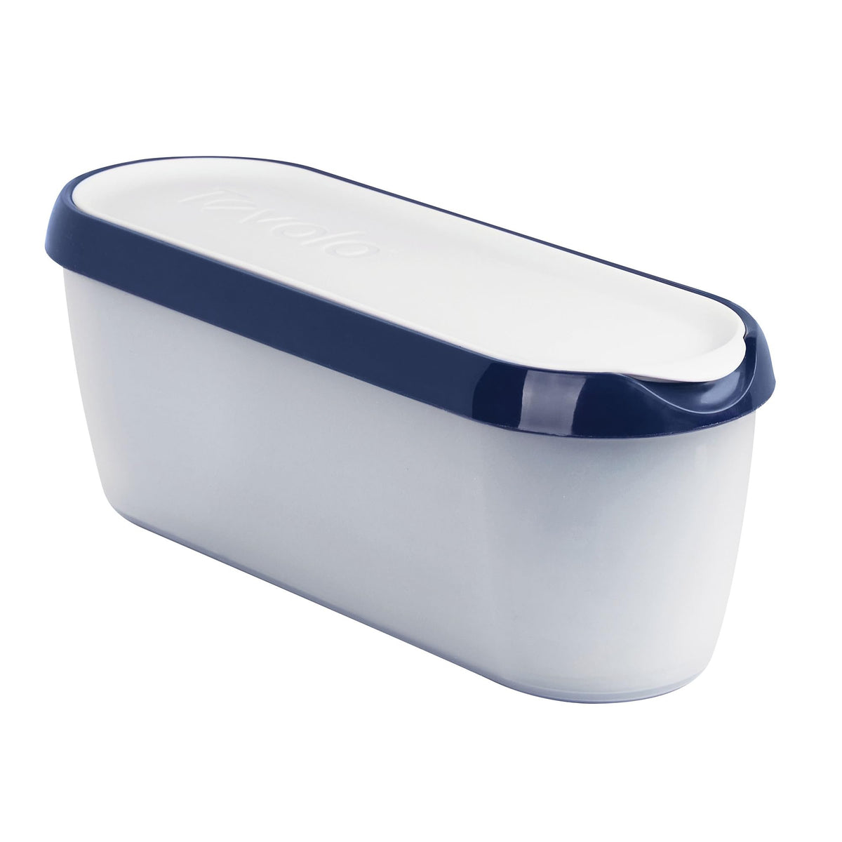 Tovolo front view deep indigo tub saves freezer space