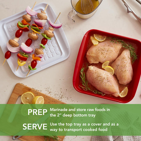Tovolo white tray flipped as serving plate showcasing dual-purpose convenience