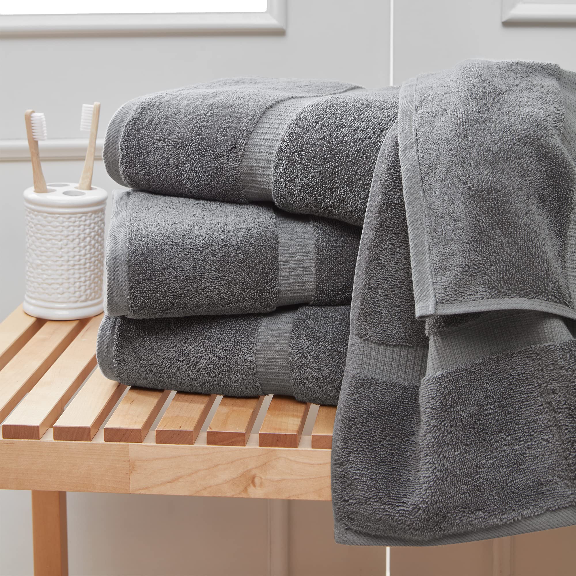 Towel Bazaar double-stitched hem detail demonstrating durable edge reinforcement