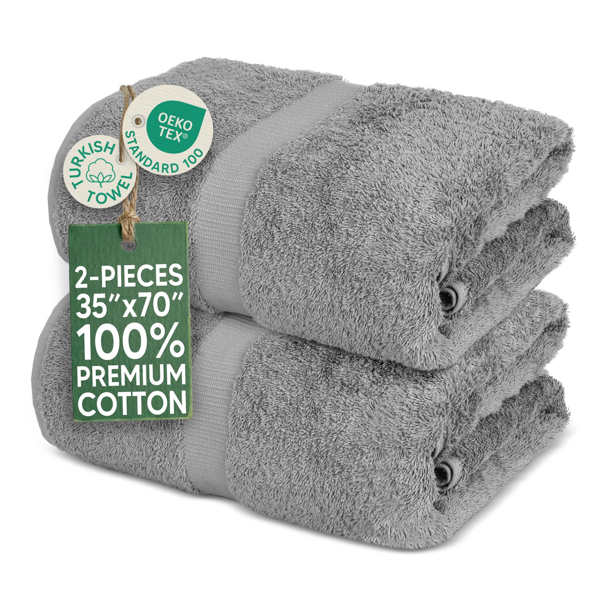 Towel Bazaar front view showing gray bath sheet set and neat fold for quick storage