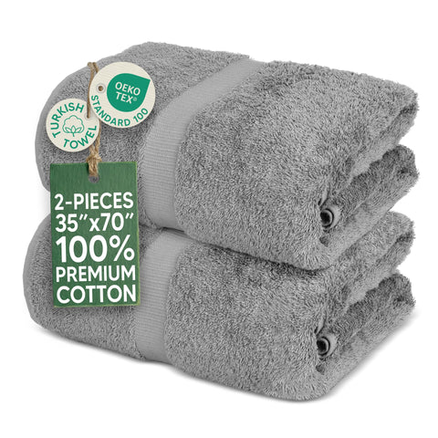 Towel Bazaar front view showing gray bath sheet set and neat fold for quick storage