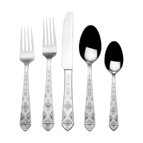 Towle Pueblo front view showing full 20-piece set and packaging with elegant presentation