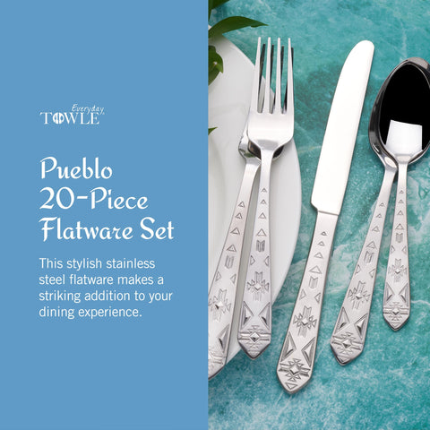 Towle Pueblo close-up of handle engraving highlighting artisan texture and visual interest
