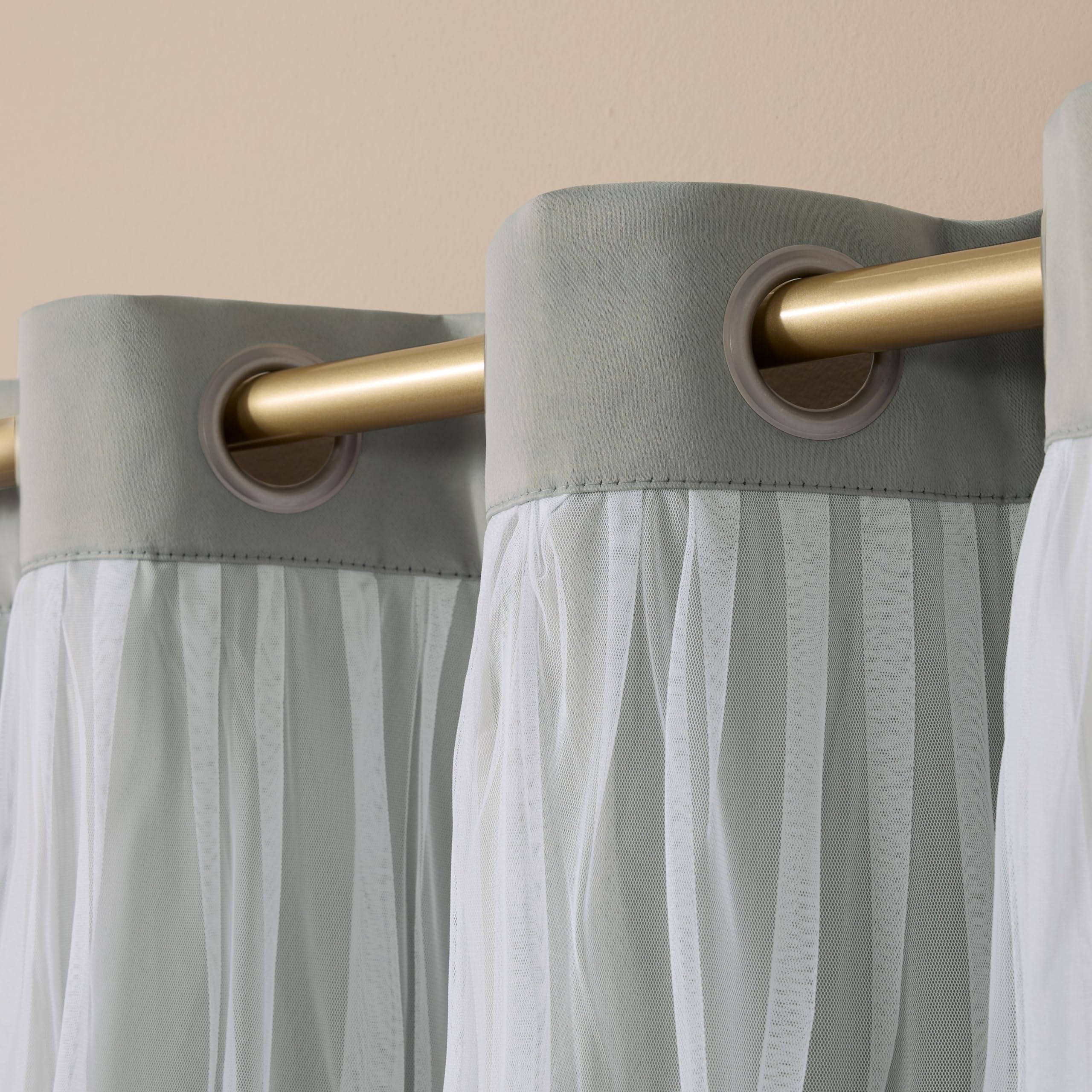 TOWN & COUNTRY LUXE matte silver grommet top close-up for easy sliding benefit