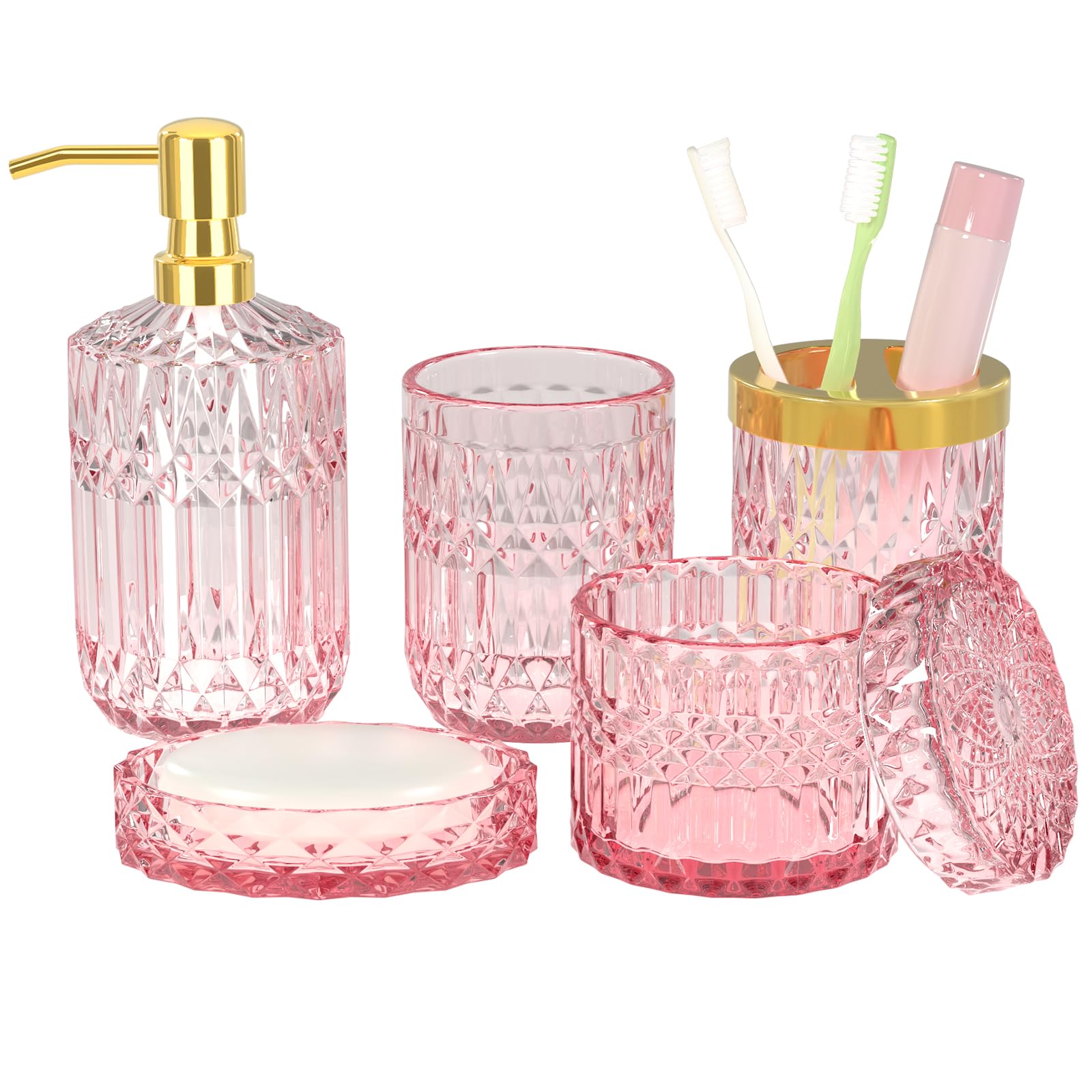 Towoaafu pink 5-piece set front view shows coordinated organization