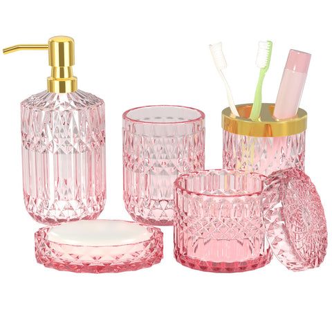 Towoaafu pink 5-piece set front view shows coordinated organization