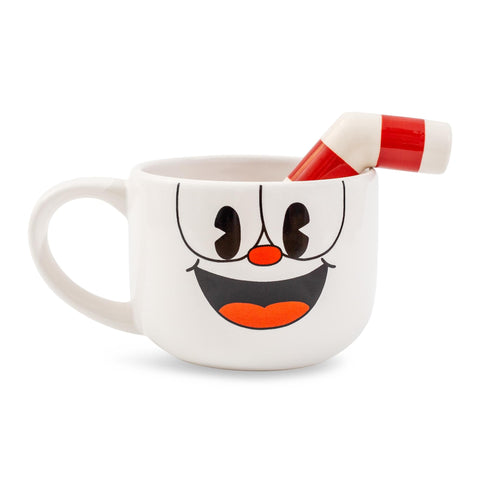 Toynk Cuphead side angle highlighting cup shape and straw convenience