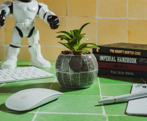 Toynk Death Star planter boxed packaging with label for gifting and collectible value
