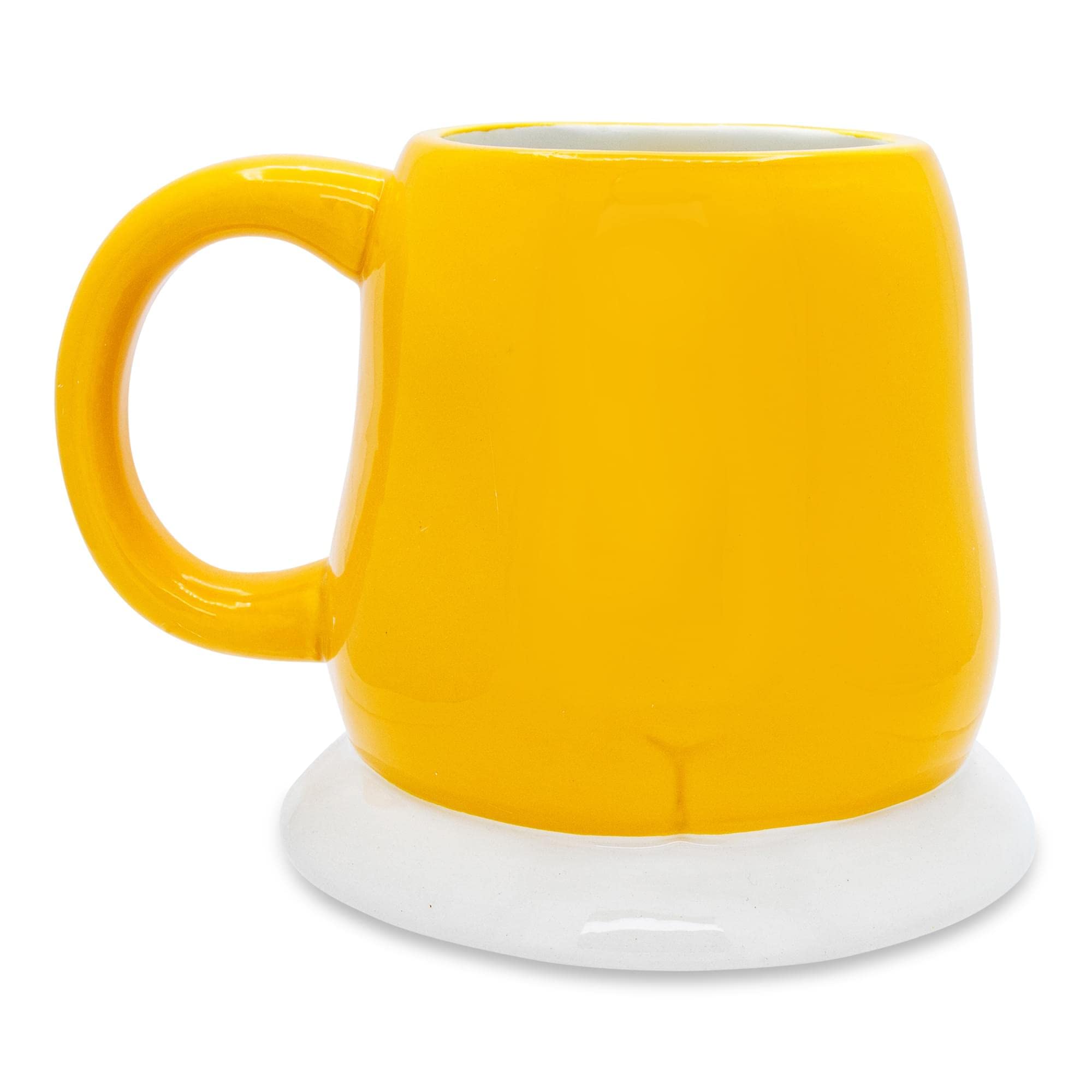 Toynk Gudetama mug filled with latte showing generous 20oz serving help