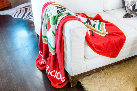 Toynk Heinz Ketchup throw stitched edge detail showing quality finish and durable seams