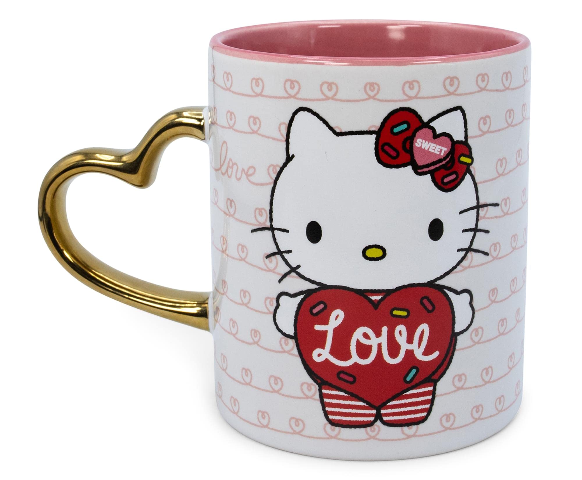 Toynk Hello Kitty gold heart-shaped handle closeup highlighting decorative finish