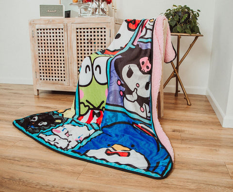 Toynk Hello Kitty next to chair showing 54x72 inch size scale benefit