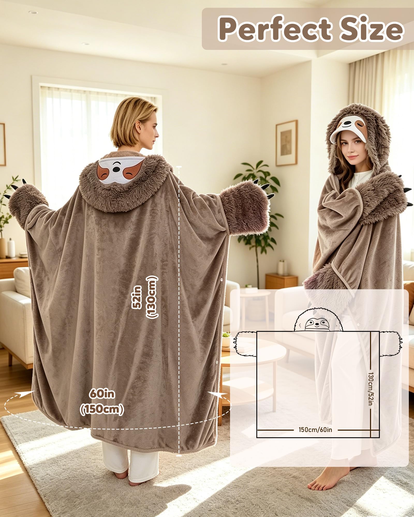 TOYSYM sloth blanket back pattern showing plush texture and character accents