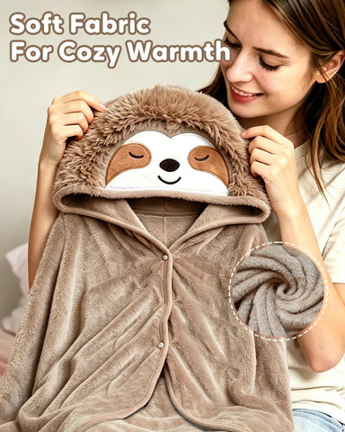 TOYSYM sloth blanket lifestyle reading on couch showing relaxed comfort while using