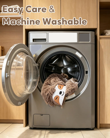 TOYSYM sloth blanket worn by adult standing demonstrating hands-free mobility