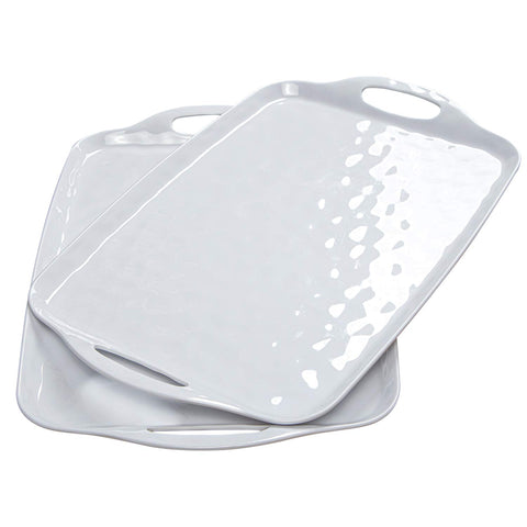 TP white serving trays front view showing clean presentation and durable finish