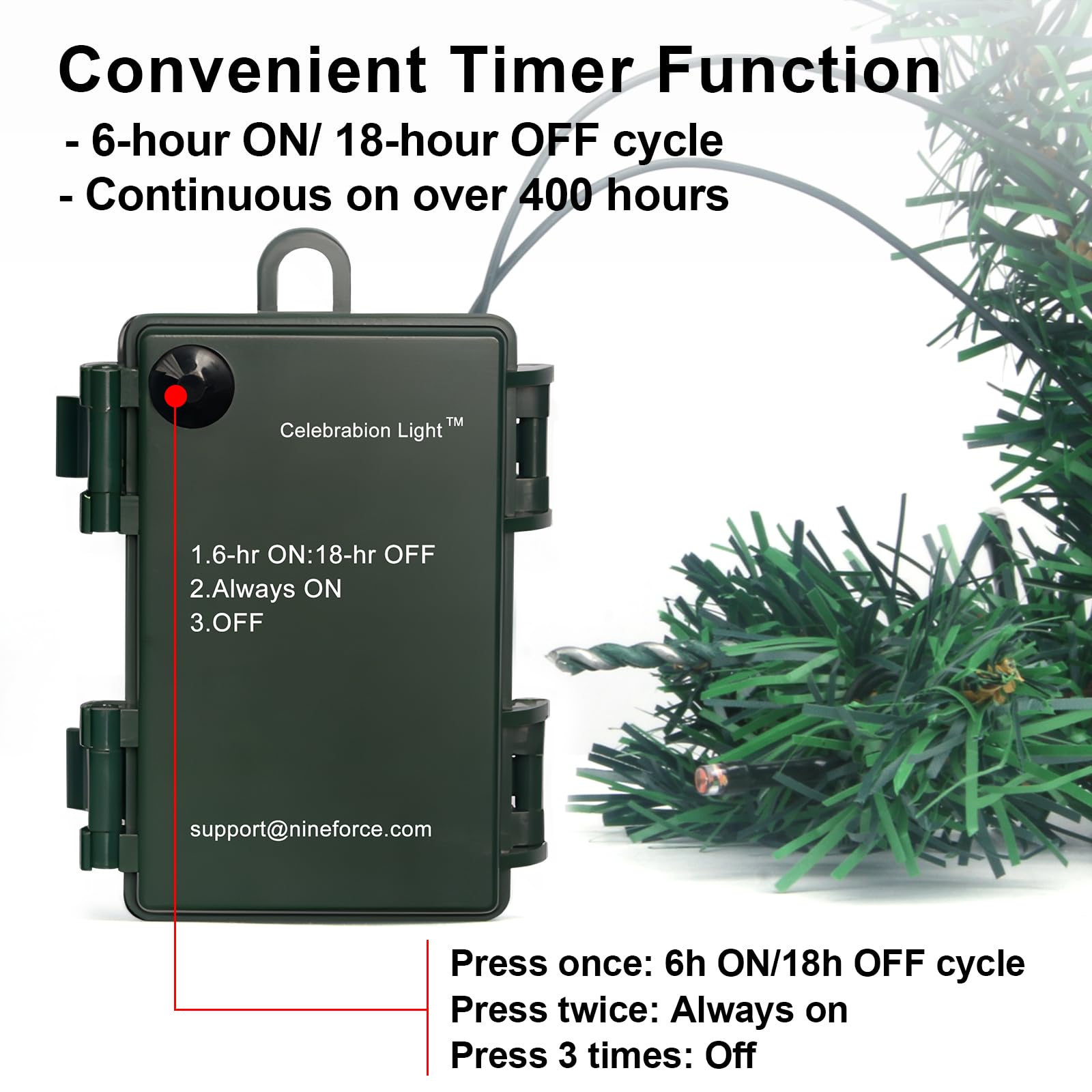 TQS battery box mounted on garland showing easy timer control benefit