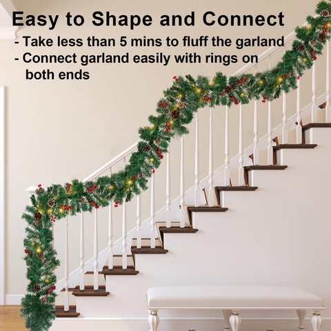 TQS garland hung on doorway illustrating weatherproof outdoor appeal