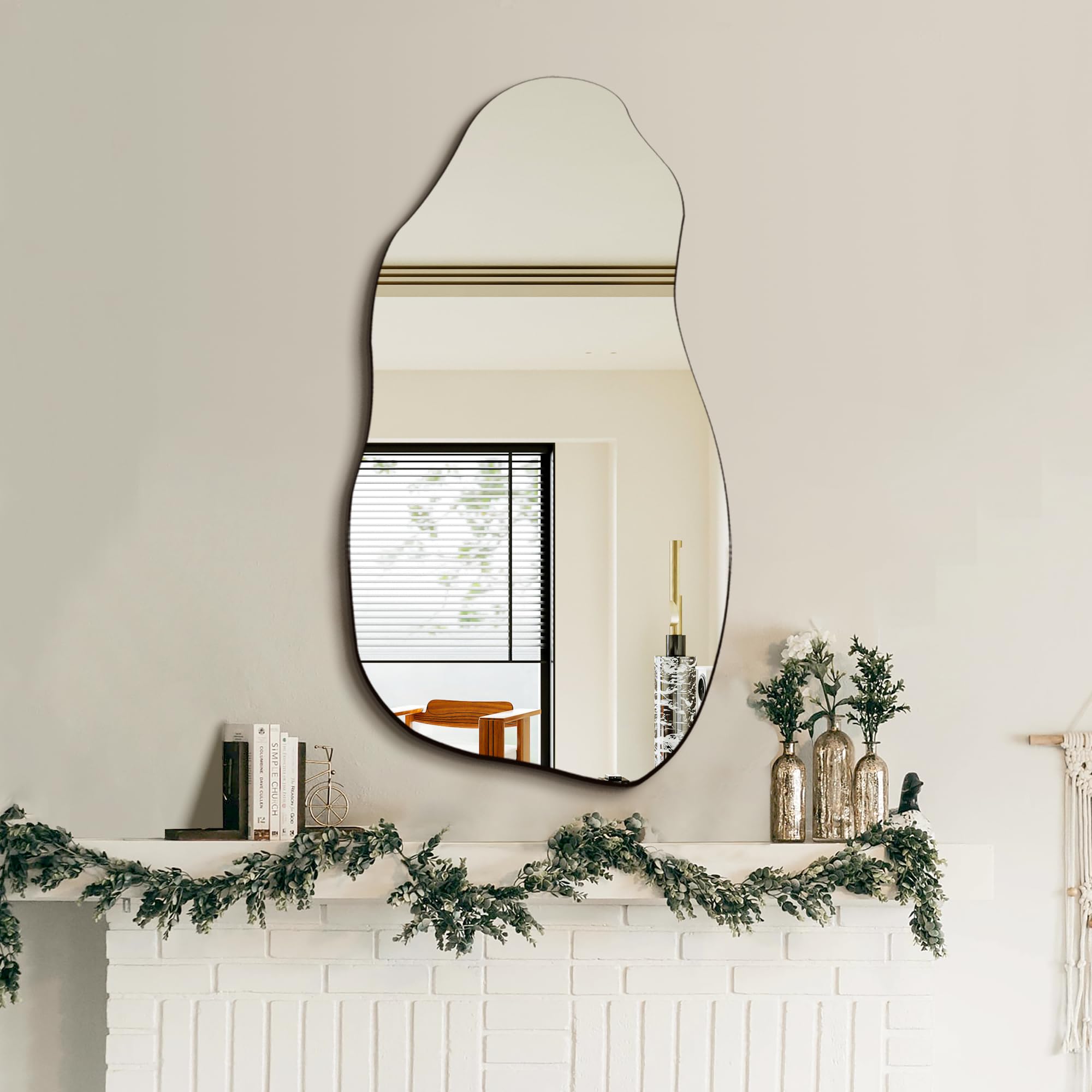 TRAHOME mirror above vanity to show size and scale benefits