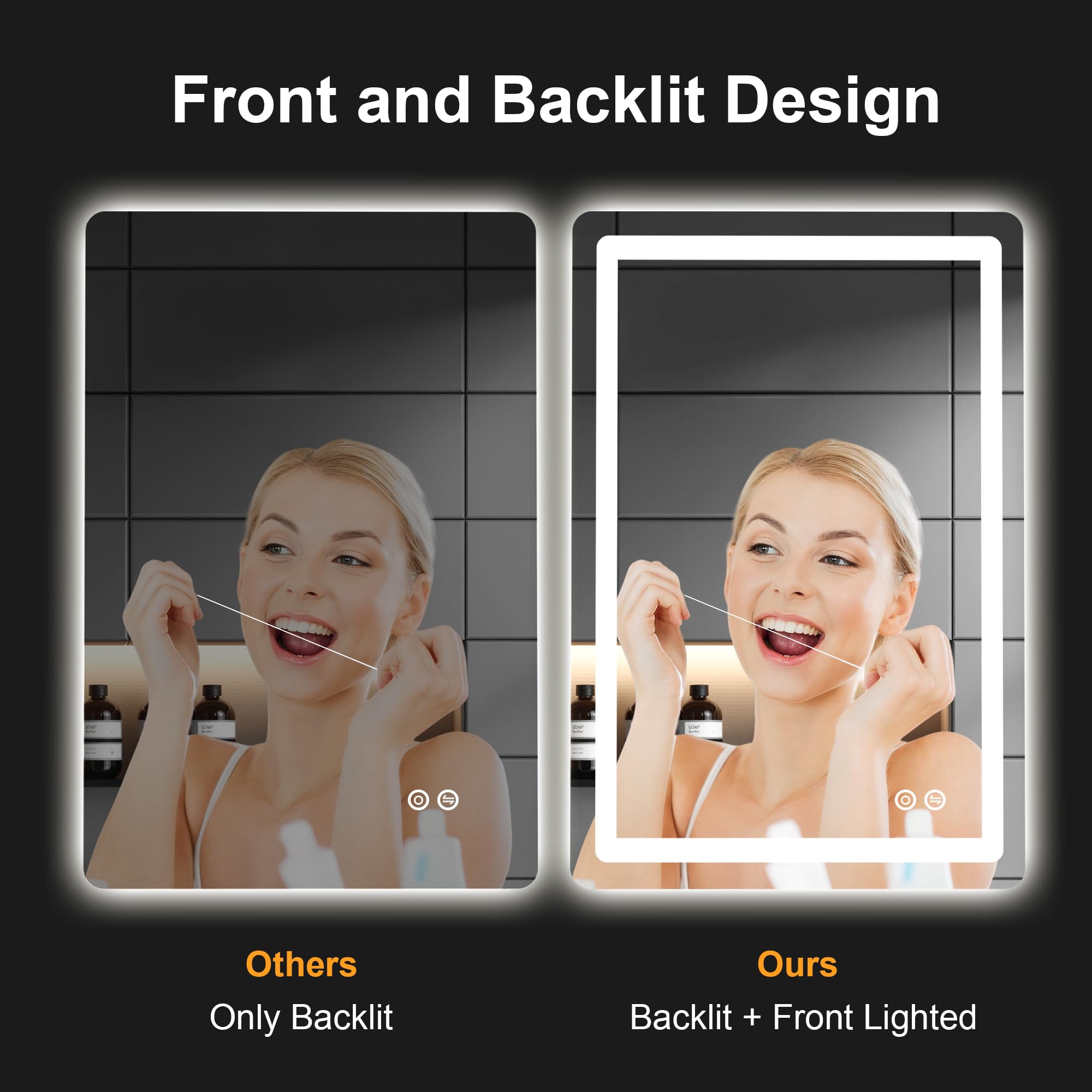 TRAHOME side profile revealing slim frame and streamlined bathroom look benefit