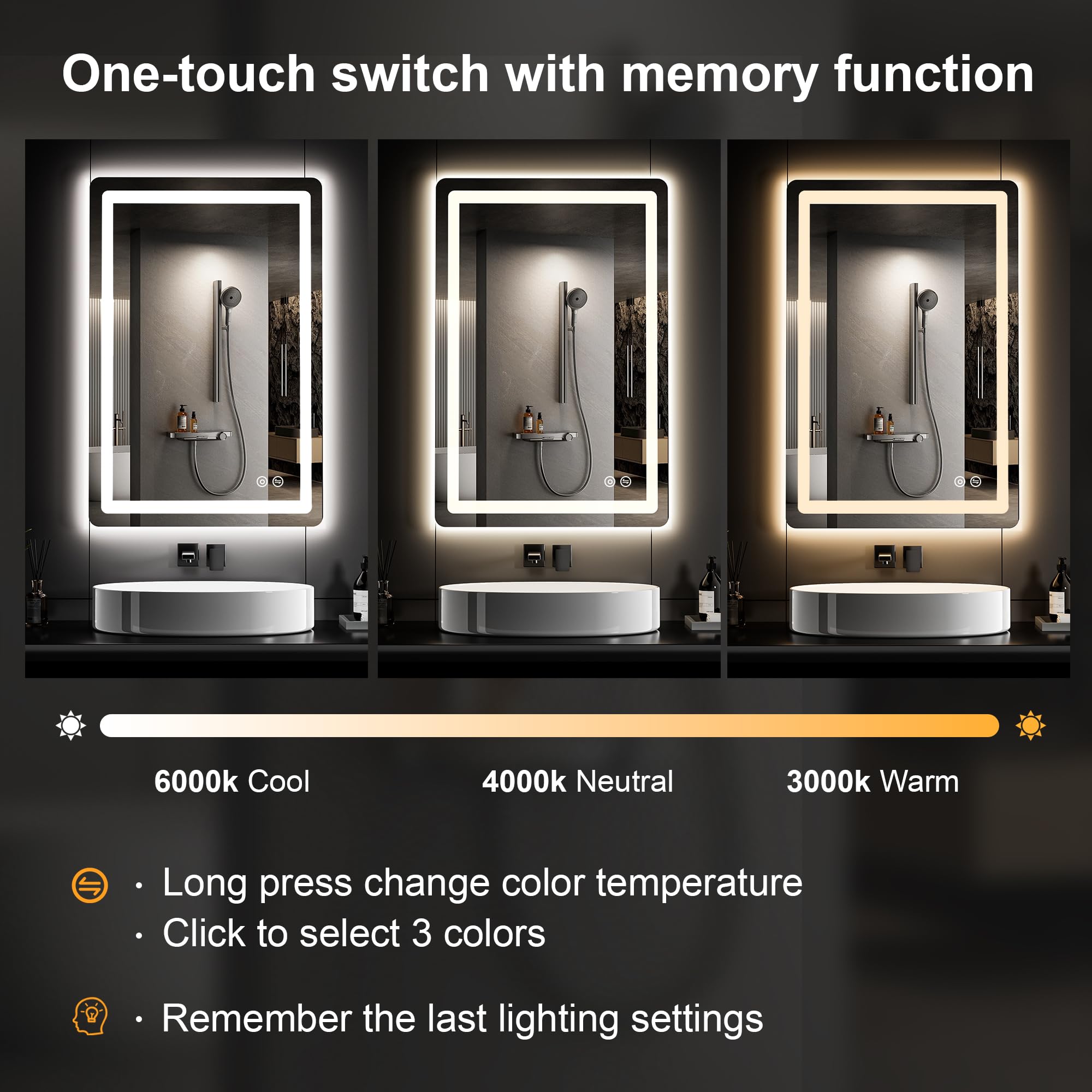TRAHOME touch controls detail showing easy adjustment and memory function benefit