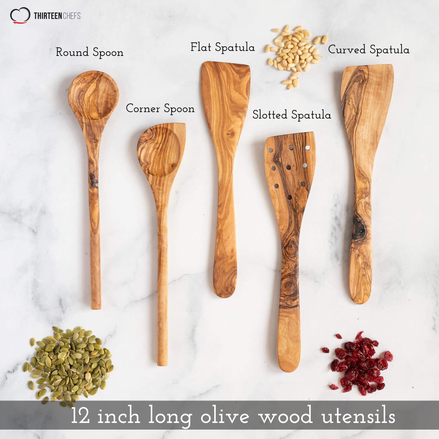 Thirteen Chefs Tramanto close grain detail highlighting durable olive wood beauty