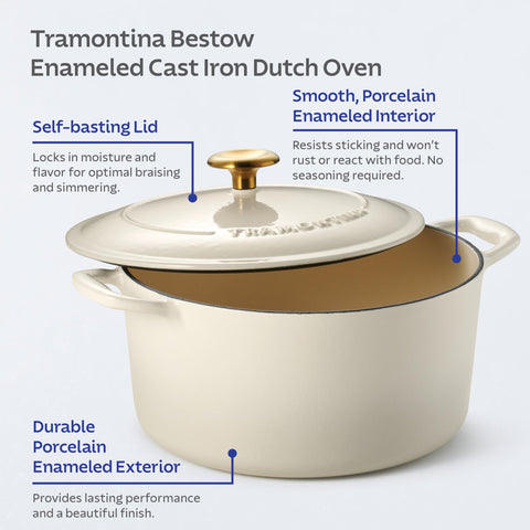 Tramontina Bestow close-up of off-white porcelain interior for easy cleaning and nonstick benefit