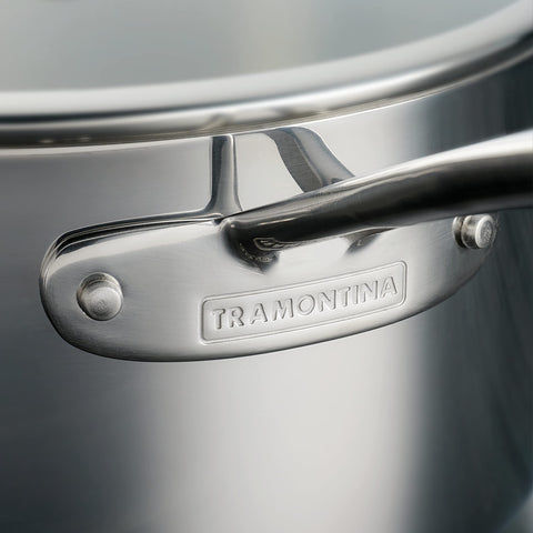 Tramontina saucepan on induction cooktop demonstrating broad compatibility