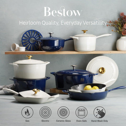 Tramontina braiser on table set for serving highlighting kitchen-to-table appeal