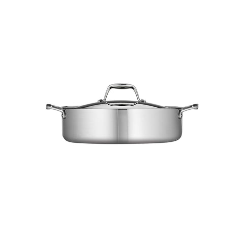 Tramontina braiser stainless lid detail locking in moisture for tender braises