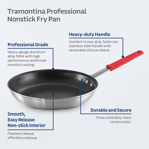 Tramontina stainless handle with removable silicone sleeve for secure comfortable grip