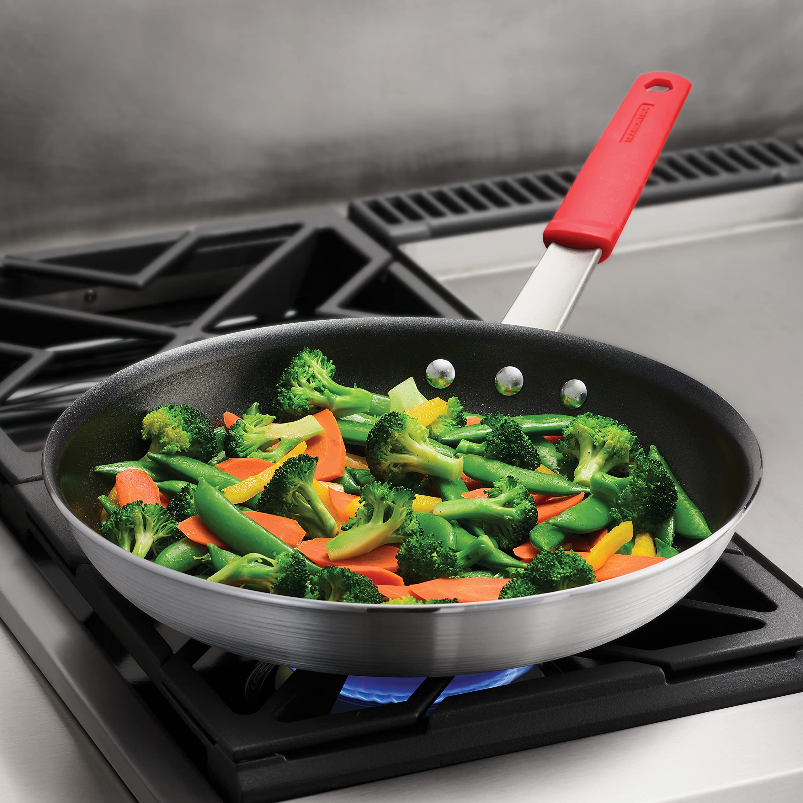 Tramontina nonstick interior close-up highlighting reinforced coating for easy release