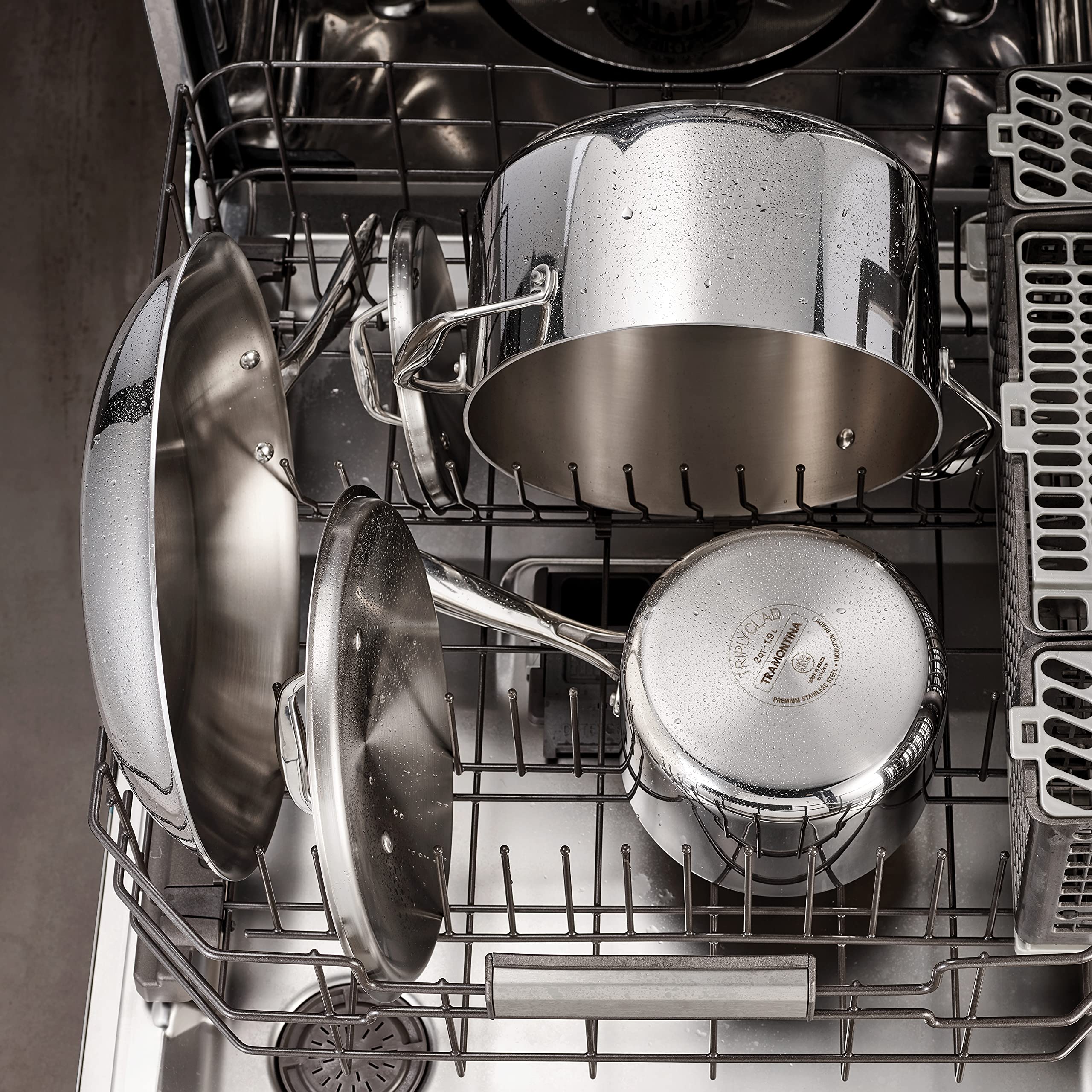 Tramontina saucepan in oven showing oven-safe up to 500°F performance