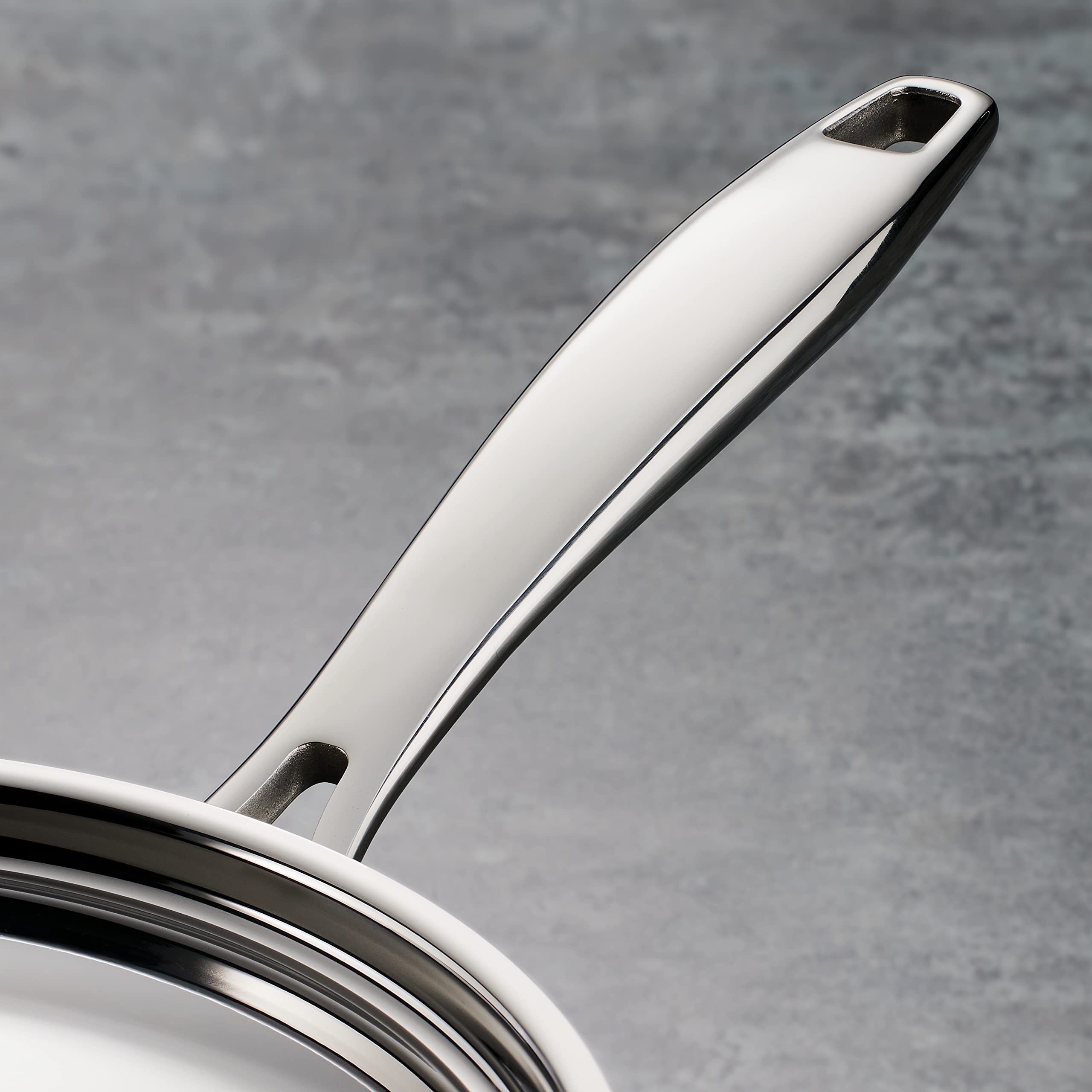 Tramontina riveted handle angled shot for secure grip and balance