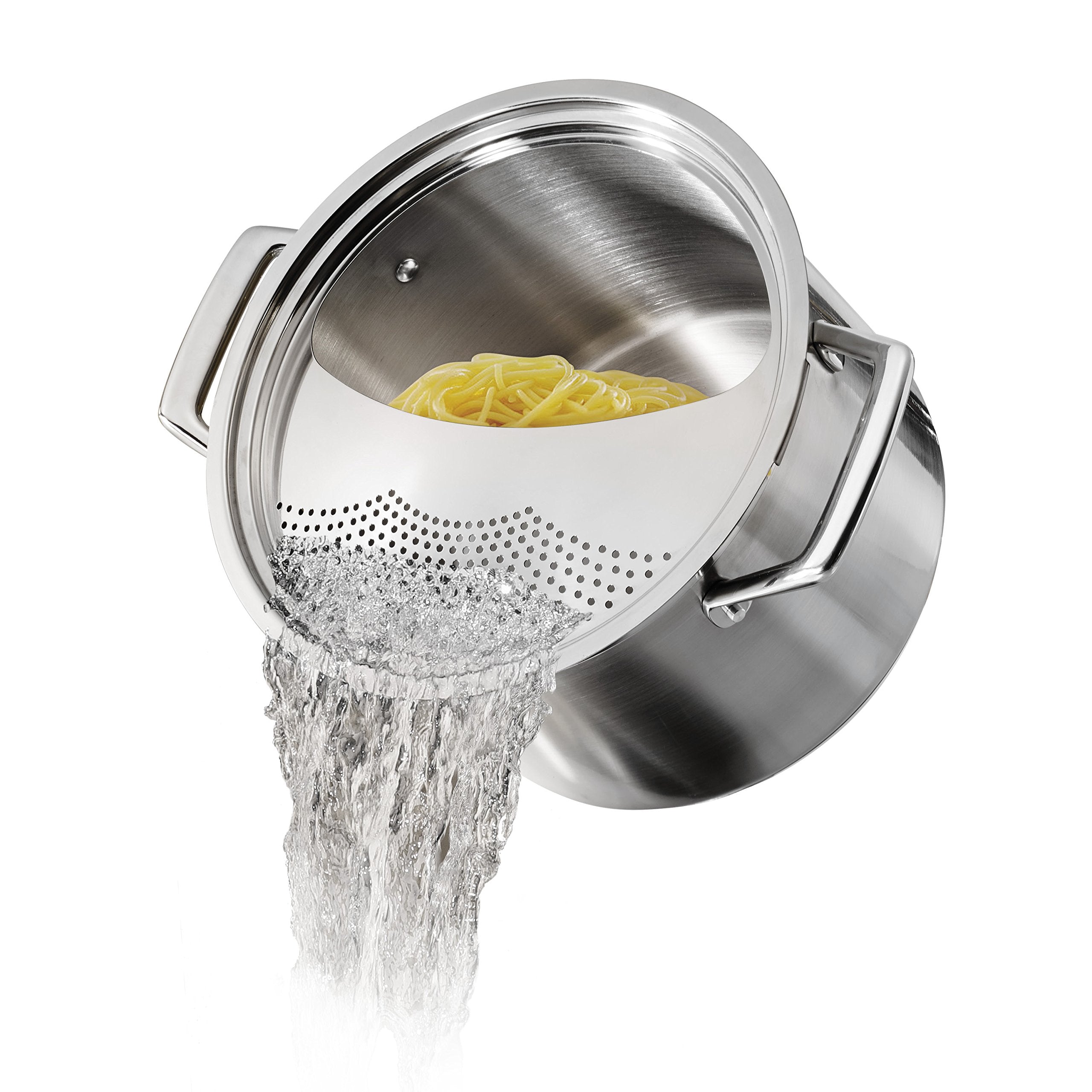 Tramontina riveted stainless handles closeup for a sturdy, comfortable grip