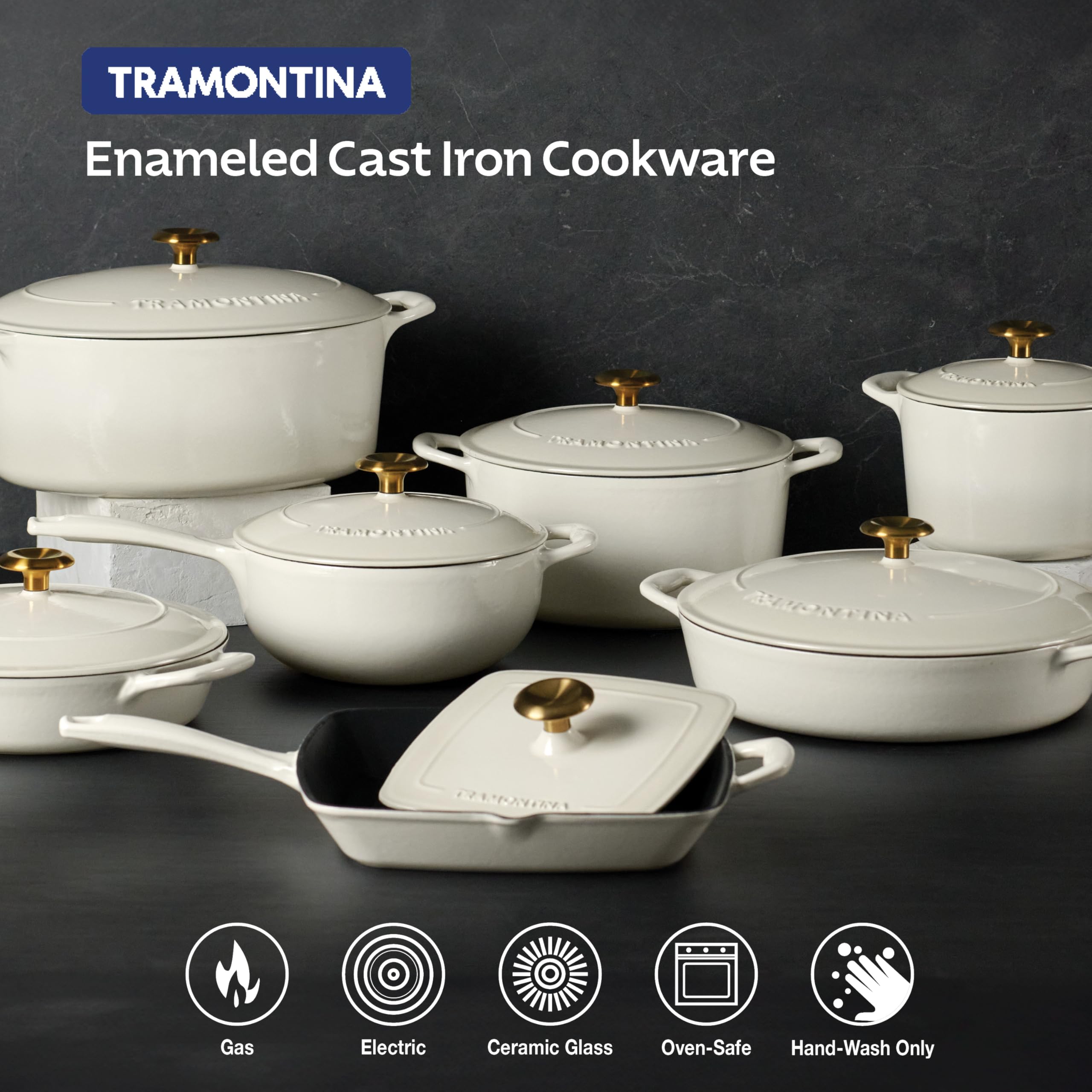 Tramontina skillet presented at table with food showing serveware convenience benefit