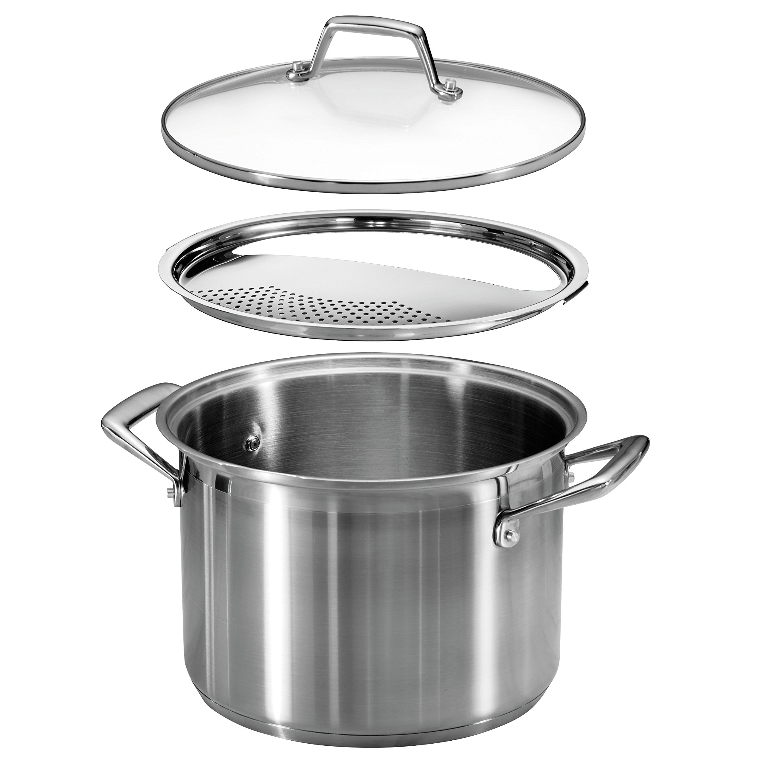 Tramontina tempered glass lid closeup letting you monitor cooking without lifting lid