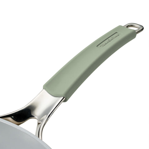 Tramontina side profile on induction cooktop demonstrating universal compatibility